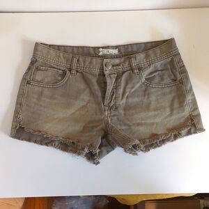 Free People Cut Off Button Fly Green/Khaki Jean Shorts women’s  | 30